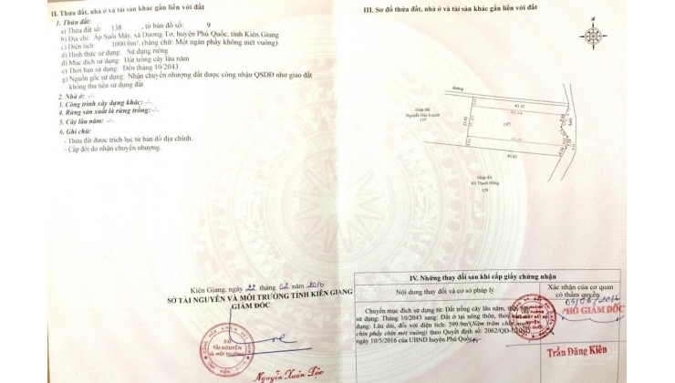 Bán đất thổ cư diện tích 1000m2 tại đặc khu Phú Quốc